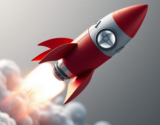 rocket 3D model with a shining effect