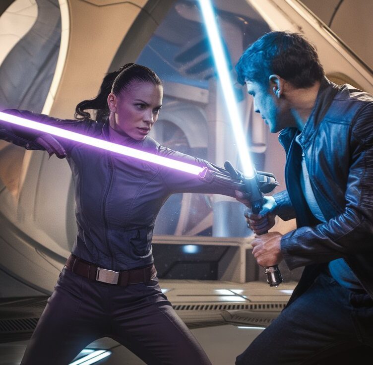 a futuristic lightsaber whit a glowing effect