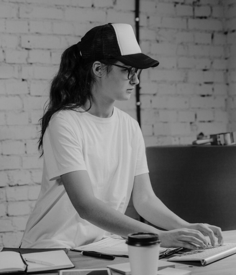 a futuristic black hat with a glowing effect